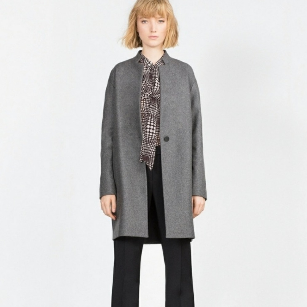 Zara Cocoon Wool Coat in Gray M